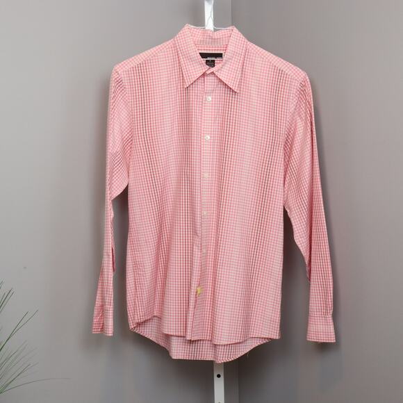 Michael Kors Men’s Pink Gingham Check Shirt – Size Small - Picture 1 of 6